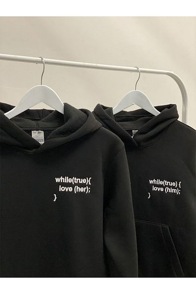 Boi Κωδικός Dear Couple Combination Φούτερ - Μαύρο εμπριμέ Oversize Hoodie