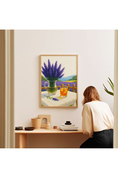 ARTHOUSECOLLECTIVE Καλοκαιρινή αφίσα Lavender Garden – Μωβ εδάφη και παγωμένο τσάι νεκρή φύση - Αφίσα χωρίς πλαίσιο