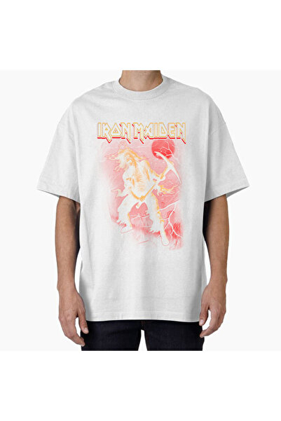 COMVİCHO تي شيرت كبير الحجم مطبوع بتصميم Maiden23 للجنسين