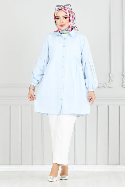 ModaMerve Τουνίκ με ελαστική μανσέτα 4449KTR927-M Baby Blue