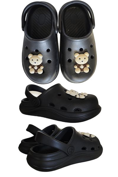Famele's Cross Anatomical Teddy Bear Figure Black Eva Beach Sea Daily Children's Slippers