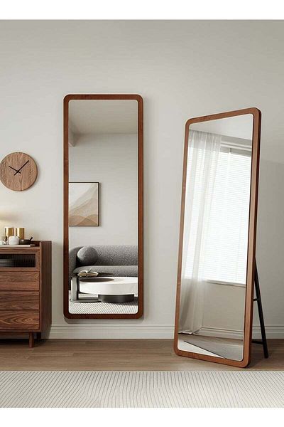 Taimi Full Length Wooden Frame Mirror with Stand for Bedroom Dressing Room Living Room 160x60 cm