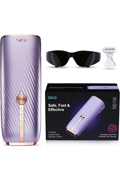 Smart Vibe IPL Epilator SKG® T033MW AI Technology Intense Double Pulse, Full-Body Permanent Hair Removal, Purple