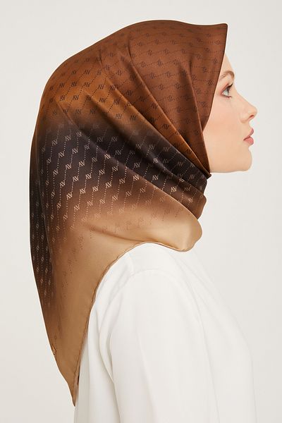 Armine Σειρά Nostalgia Silk Sura Scarf 9003DS-37 Μοτίβο με λογότυπο ANTHRACITE-BROWN