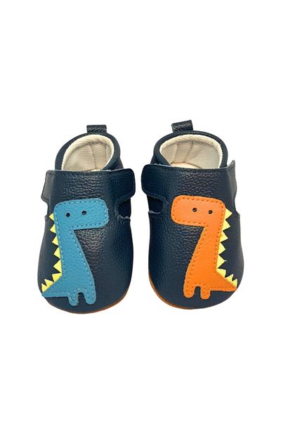 Kidohug Papuci de interior pentru copii, Kidohug, Botosei Piele naturala, Primii pasi, Model Dinozauri