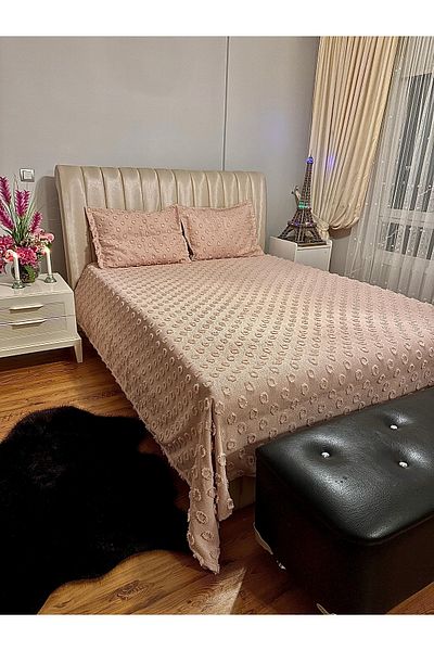 d'niss home touch of nature in your home 3 Piece Double Bedspread with Pompom Pattern