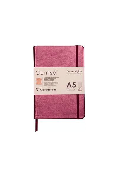 Clairefontaine Caiet din piele cu copertă cartonată Cuirise, A5, culoare cireș