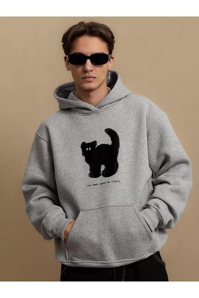 Boi Unisex Cat That Walks By Itself Φούτερ Γκρι
