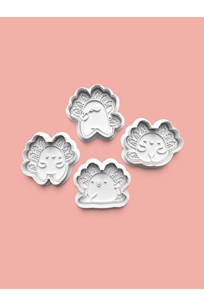 AKTASTORE قالب بسكويت أكسولوتل وقالب عجينة السكر، مجموعة من 4 قطع 0820-set