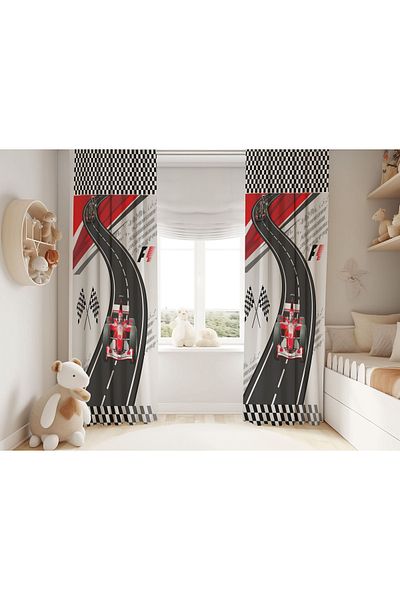 Şen Dekorasyon Formula1 Children's Fund Curtain