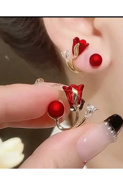 cihembutik Earring with red flower