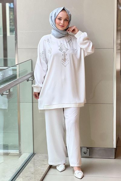 Ghisa Baguette Stone Ribbed Trousers Suit