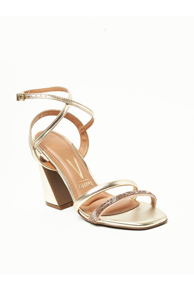 VİZZANO صندل فيزانو للسيدات للحفلات باللون الذهبي | صنع في البرازيل