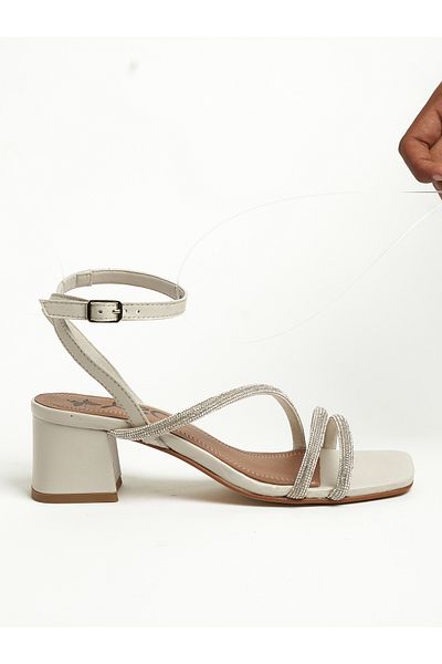 Y.SO Ladies Mid Heel Sandals White | Made In India