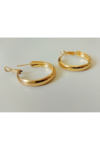 TREND Gold Alloy Medium Thick Hoop Earrings - Simple and Stylish Style Earrings