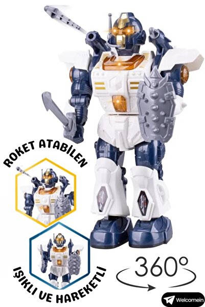 Ceren Oyuncak Ceren Ctoys Beyaz Walking Sesli Ok Atan ve 360 Derece Dönen Robot 6051