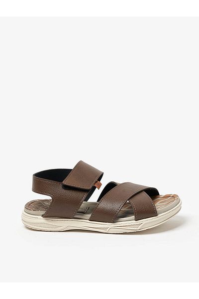 MOLEKINHO Pre Teen Boys Sandals With Back Strap Camel | Made In Brazil