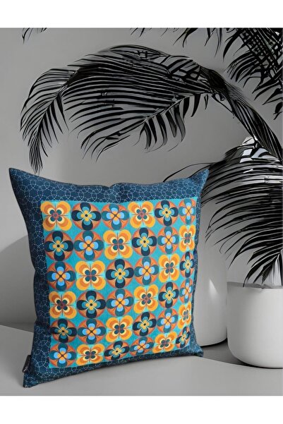 BE&AY BASKILI KIRLENT KILIFI - RETRO ÇİÇEKLER