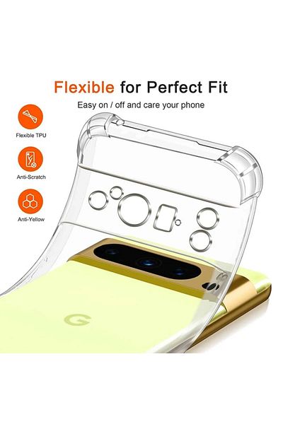 SKYDDAR INNOVATION Case for Google Pixel 9 Pro XL, Shockproof Clear from Silicone Slim, Transparent, sticker set