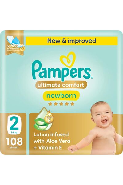Pampers Ultimate Comfort, Size 2, 3-8 kg, Giant Pack, 108 Diapers