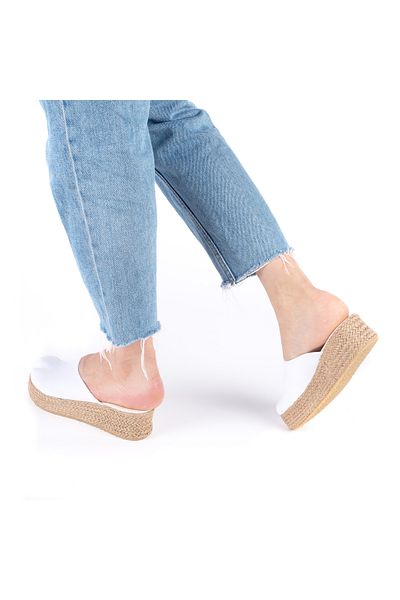 Star Tombis Real Handmade Platform Closed Toe Handmade Straw Linen 5cm Heel Sabo Slippers Handmade