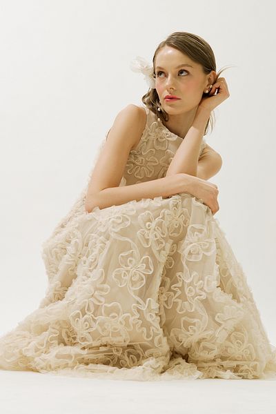 Manuka Fluffy Flower Evening Dress İnci̇