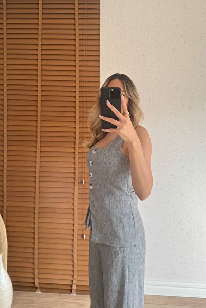 Mucios Silvia Ham Keten Yelekli Takım