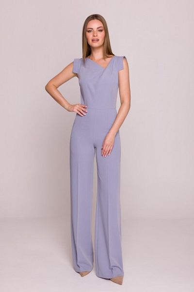 Stylove Jumpsuit with Asymmetric Neckline - Dove Grey