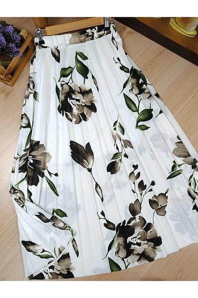 ALMİNA Standard Size, Crepe Fabric, Half-Lined Pleated Skirt