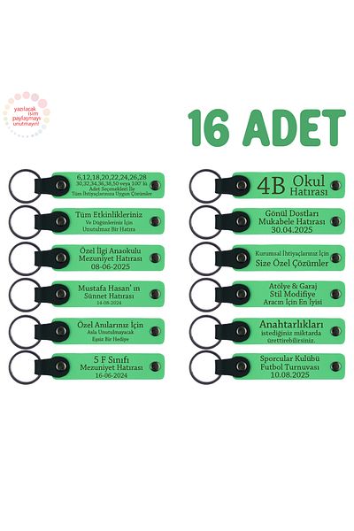 Miaju As a Memory to Drama Club Players, Set of 16, Personal Message Can Be Added Keychain, Pistachio Green