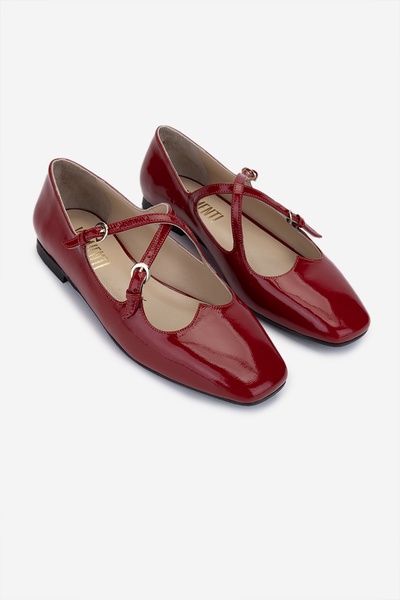 Valmenti Women's Genuine Leather Red Patent Leather Casual Shoes