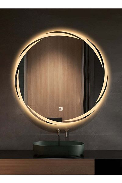 Taimi Round Bathroom Mirror LED Touch Light 3 Colors Lighting for Bathroom Bedroom Dressing Room 80cm