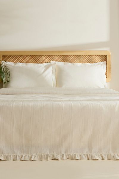 Karaca Home Maye 100% Cotton Ruffled Single Single Pique White