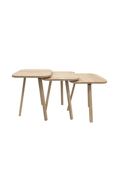 Living Set of 3 wooden square side tables _beige color