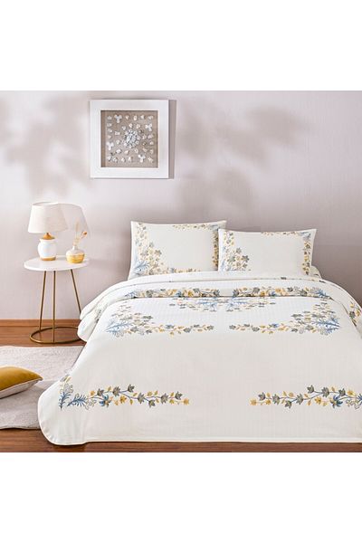 Taç Double 100% Cotton Pique Set Charmy Blue