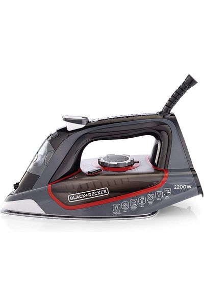 BLACK&amp;DECKER مكواة بخار بلاك آند ديكر 2200 واط 90 جم/دقيقة بسعة 380 مل، مطلية بالسيراميك