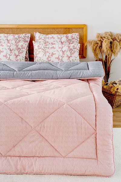 Rivaİstanbul Powder-Grey Modie Double-Sided Luxury Quilt 195X215 cm