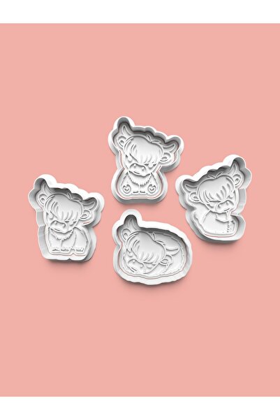 AKTASTORE قالب كوكيز على شكل بقرة وقالب عجينة السكر، مجموعة من 4 قطع 0817-set