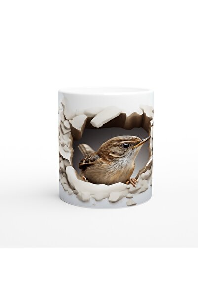 Generic Brand Sparrow Themed Printed Mug with Cracked Wall Effect
