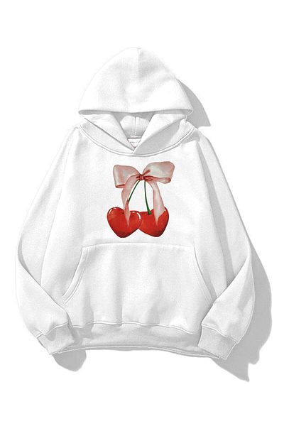 Boi Φούτερ Unisex Cherry Ribbon Λευκό