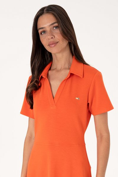 U.S. Polo Assn. Women's Pomegranate Flower Polo Neck Mini Size Knitted Dress 50299536-Vr039