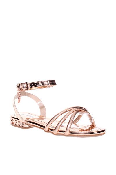 Molekinha صندل للفتيات الصغيرات بحزام خلفي ذهبي وردي | صنع في البرازيل