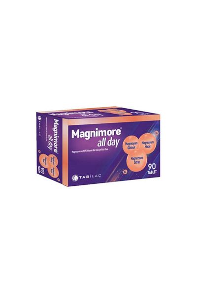 Tab İlaç Magnimore All Day Magnesium and P5P (Vitamin B6) 90 Tablets