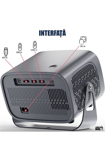 Linomag Smart Projector Linomag®, Android 11, 4000 Lumens, 1080p, WiFi 2.4G/5G, BT 5.2, Silver/Black