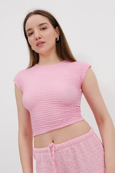 Addax Textured Crop T-Shirt P18308