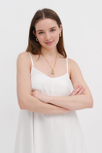 Addax V Neck Strap Long Dress E2975-T4