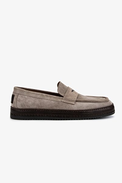Valmenti Men's Genuine Leather Beige Suede Loafer Shoes