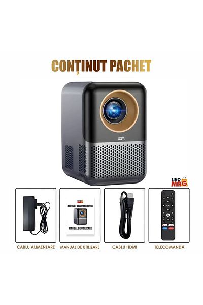 Linomag Smart 4K X10 Projector Linomag® , Android 10, Full HD, 100", HDMI, Wi-Fi, 2GB/16GB, Dark Gray