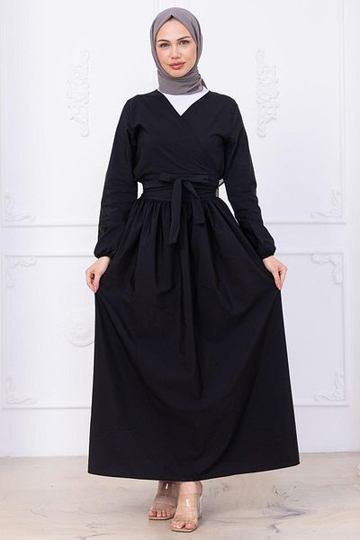 hafsamina Tie-Up Skirt Suit Black Hm2752