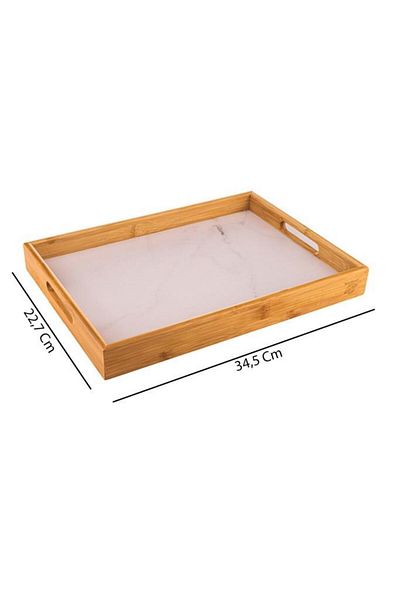 Bambum Marbella - Marble Patterned Tray White Large